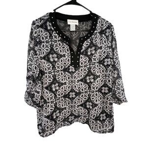 C.D. Petites Floral Patterned Lightweight Blouse With Sequin Detail